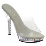 Ezüst 13 cm Fabulicious LIP-101LS Strasszköves Platform Papucs