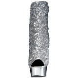 Ezüst 15 cm DELIGHT-1008SQ női flitterekkel magassarkű bokacsizma
