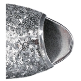 Ezüst 15 cm DELIGHT-1008SQ női flitterekkel magassarkű bokacsizma