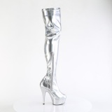 Ezüst 15 cm DELIGHT-3000HWR Hologram rúdtánc platform overknee csizma