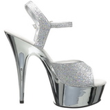 Ezüst 15 cm Pleaser DELIGHT-609G Króm Platform Magassarkú