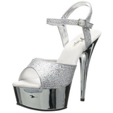 Ezüst 15 cm Pleaser DELIGHT-609G Króm Platform Magassarkú