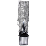 Ezüst 18 cm ADORE-1017RSFT női rojtos magassarkú bokacsizma