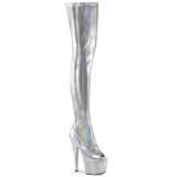 Ezüst 18 cm ADORE-3011HWR Hologram platform overknee csizma nyitott orrú