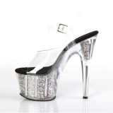 Ezüst 18 cm ADORE-708CG csillámos platform magassarkú női