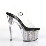 Ezüst 18 cm ADORE-708CG csillámos platform magassarkú női