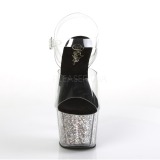 Ezüst 18 cm ADORE-708CG csillámos platform magassarkú női