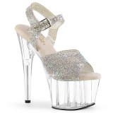 Ezüst 18 cm ADORE-708N-RS strasszköves magassarkú platform