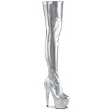 Ezüst 18 cm BEJ-3000-7 Hologram rúdtánc platform overknee csizma