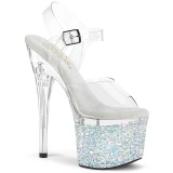 Ezüst 18 cm ESTEEM-708LG-2 Glitter platform cipők a magassarkú