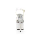 Ezüst 18 cm ESTEEM-708LG-2 Glitter platform cipők a magassarkú