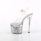 Ezüst 18 cm ESTEEM-708LG Glitter platform cipők a magassarkú