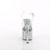 Ezüst 18 cm ESTEEM-708LG Glitter platform cipők a magassarkú