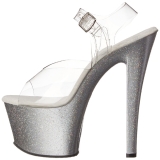 Ezüst 18 cm Pleaser SKY-308MG csillámos magassarkú cipők