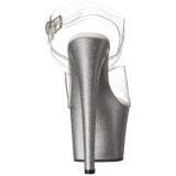 Ezüst 18 cm Pleaser SKY-308MG csillámos magassarkú cipők