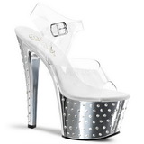 Ezüst 18 cm Pleaser STARDUST-708 Magassarkú Króm Platform