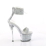 Ezüst 18 cm SKY-327RSI pleaser magassarkú boka mandzsetta strass