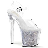 Ezüst 19 cm ENCHANT-708RSI csillámos platform magassarkú női