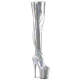 Ezüst 20 cm FLAMINGO-3000HWR Hologram rúdtánc platform overknee csizma