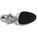 Ezüst 20 cm FLAMINGO-810LG csillámos platform magassarkú női
