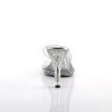 Ezüst 9,5 cm IRIS-401 Strasszköves platform női papucs