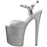 Ezüst Csillámos 20 cm Pleaser FLAMINGO-809-2G Magassarkú Platform