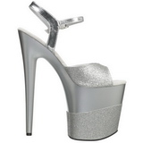 Ezüst Csillámos 20 cm Pleaser FLAMINGO-809-2G Magassarkú Platform