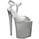 Ezüst Csillámos 20 cm Pleaser FLAMINGO-809-2G Magassarkú Platform