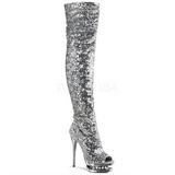 Ezüst Flitterekkel 15 cm PLEASER BLONDIE-R-3011 Platform Magassarkú Combcsizma
