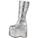 Ezüst Glitter 18 cm STACK-301G demonia csizma - unisex cyberpunk csizma