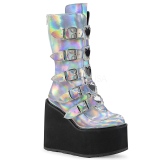 Ezüst Hologram 14 cm SWING-230 cyberpunk csizma platformos