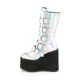 Ezüst Hologram 14 cm SWING-230 cyberpunk csizma platformos