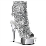 Ezüst Platform Bokacsizma női 15 cm Pleaser DELIGHT-1018G