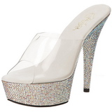 Ezüst Strasszköves 15,5 cm BEJEWELED-601DM Platform Papucs Cipők