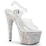 Ezüst Strasszköves 18 cm BEJEWELED-708MS Platform Magassarkú Cipők