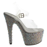 Ezüst Strasszköves 18 cm BEJEWELED-708MS Platform Magassarkú Cipők