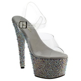 Ezüst Strasszköves 18 cm BEJEWELED-708MS Platform Magassarkú Cipők