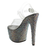 Ezüst Strasszköves 18 cm BEJEWELED-708MS Platform Magassarkú Cipők