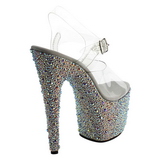 Ezüst Strasszköves 18 cm BEJEWELED-708MS Platform Magassarkú Cipők