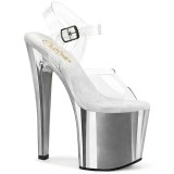 Ezüst átlátszó 19 cm ENCHANT-708 Platform cipők a magassarkú