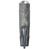 Ezüst csillámos 18 cm ADORE-1020G női platform bokacsizma