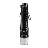 Ezüst csillámos 18 cm Pleaser ADORE-1020LG rúdtánc magassarkú bokacsizma