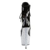 Ezüst csillámos 18 cm Pleaser ADORE-1020LG rúdtánc magassarkú bokacsizma
