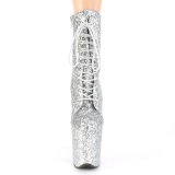 Ezüst glitter 20 cm FLAMINGO-1020GWR rúdtánc cipő - platform bokacsizma