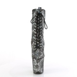 Ezüst kígyóminta 20 cm 1040SPF rúdtánc cipő - platform bokacsizma