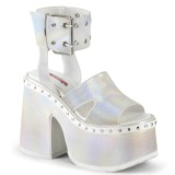 Fehér 13 cm DemoniaCult CAMEL-102 Platform Szandál