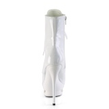 Fehér 15,5 cm BLONDIE-R-1020 női platform bokacsizma lakk