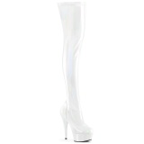 Fehér 15 cm DELIGHT-3000HWR Hologram rúdtánc platform overknee csizma