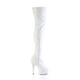 Fehér 15 cm DELIGHT-3000HWR Hologram rúdtánc platform overknee csizma