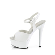 Fehér 15 cm EXCITE-609 pleaser magassarkú szandál platformos